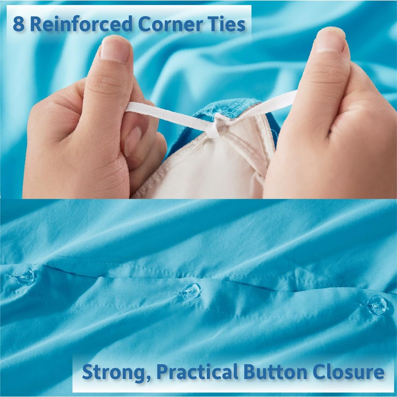 Nestl Twin Duvet Cover Set - Soft Double Brushed Bright Blue Duvet Cover Twin XL, 2 Piece Set with Button Closure, 1 Duvet Cover 68x90 inches and 1 Pillow Sham - Image 4